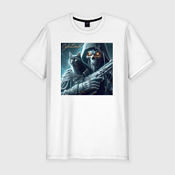 Футболка slim-fit Cyber death - ai art fantasy, цвет: белый