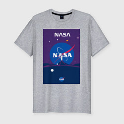 Футболка slim-fit NASA фиолетовый плакат, цвет: меланж