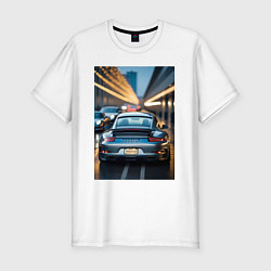 Футболка slim-fit Porsche 911 в городе, цвет: белый