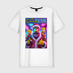 Футболка slim-fit Simpsons new year - ai art fantasy, цвет: белый