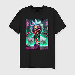 Футболка slim-fit Rick and Morty - neon skull, цвет: черный