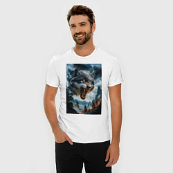 Футболка slim-fit Голова волка с оскаленной пастью, цвет: белый — фото 2