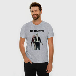 Футболка slim-fit Be happy, цвет: меланж — фото 2