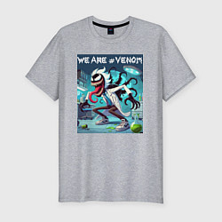 Футболка slim-fit Rick and Venom - ai art fantasy, цвет: меланж