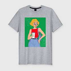 Футболка slim-fit Капучино вайб зеленый, цвет: меланж