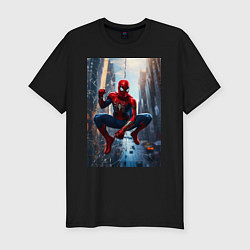 Футболка slim-fit Spider Man на страже справедливости, цвет: черный