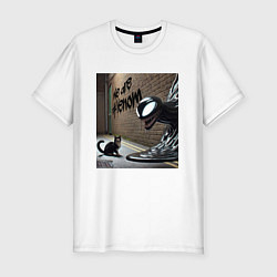 Футболка slim-fit Cat and Symbiote - we are Venom meme, цвет: белый