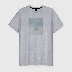 Футболка slim-fit Снежный белый заяц, цвет: меланж