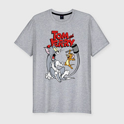 Футболка slim-fit Том и Джерри - кувалда, цвет: меланж