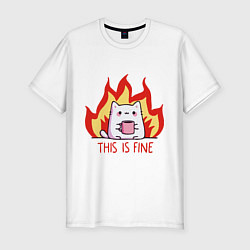 Футболка slim-fit Cat - this is fine, цвет: белый