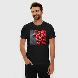 Футболка slim-fit Маленькие сердца, цвет: черный — фото 2