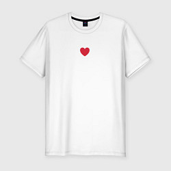 Футболка slim-fit Маленькое красное сердце love, цвет: белый