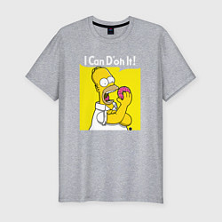 Футболка slim-fit Гомер с пончиком, цвет: меланж