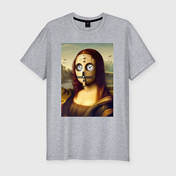 Мужская slim-футболка Mona Lisa in a mask - steampunk