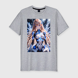 Футболка slim-fit Девушка с кибернетическими крыльями, цвет: меланж