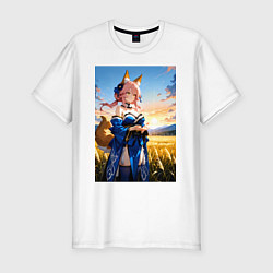 Футболка slim-fit Tamamo no Mae Fate Grand Order, цвет: белый