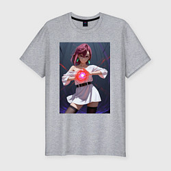 Футболка slim-fit Дандадан: Момо фаербол, цвет: меланж