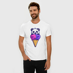 Футболка slim-fit Panda ice cream, цвет: белый — фото 2
