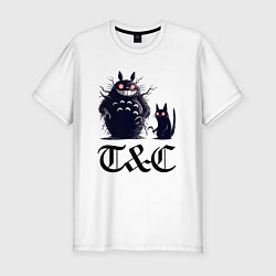 Футболка slim-fit Totoro and black cat - anime, цвет: белый
