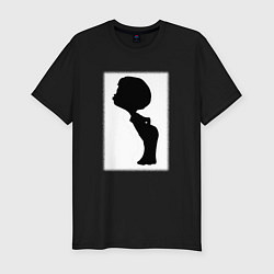 Футболка slim-fit Силуэт поцелуй он - для пары, цвет: черный