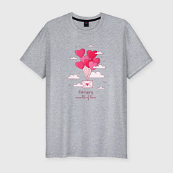 Футболка slim-fit Февраль месяц любви, цвет: меланж