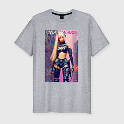 Футболка slim-fit Cyber Barbie - ai art, цвет: меланж