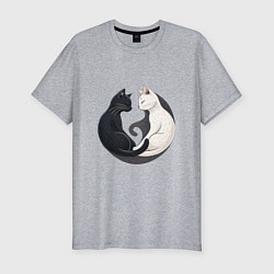 Футболка slim-fit Инь-ян кошки, цвет: меланж