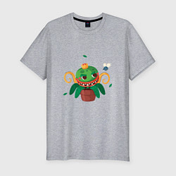 Футболка slim-fit Королевский цветок, цвет: меланж