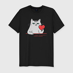 Футболка slim-fit Кот с сердцем, цвет: черный