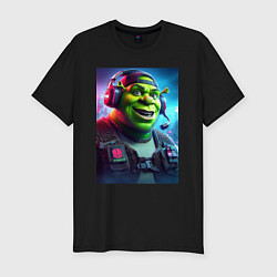 Футболка slim-fit Cool Shrek - cyberpunk, цвет: черный