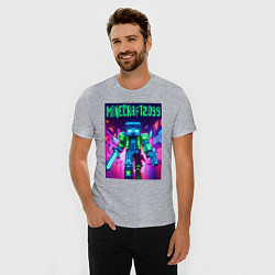Футболка slim-fit Minecraft 2099 - neon glow fantasy, цвет: меланж — фото 2