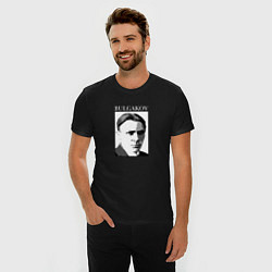 Футболка slim-fit Михаил Булгаков портрет, цвет: черный — фото 2