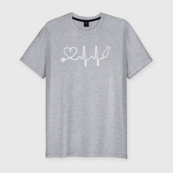 Футболка slim-fit Сердцебиение лайнарт, цвет: меланж