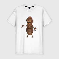 Футболка slim-fit Сartoon worm character brown, цвет: белый