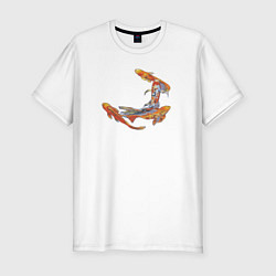 Футболка slim-fit Карпы кои рыбы, цвет: белый