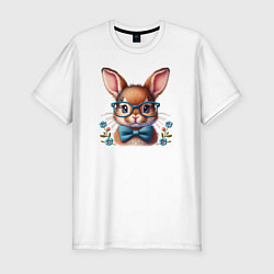 Футболка slim-fit Кролик мальчик в очках, цвет: белый