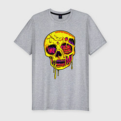 Футболка slim-fit Желтый растекшийся череп, цвет: меланж