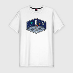 Футболка slim-fit Полёт к луне, цвет: белый