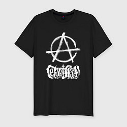 Футболка slim-fit Сектор газа белый логотип анархия, цвет: черный