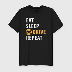 Футболка slim-fit Eat sleep drive, цвет: черный