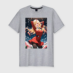 Футболка slim-fit Марин Китагава косплей 002 Darling in the Franxx, цвет: меланж