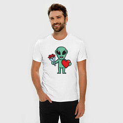 Футболка slim-fit Влюблённый инопланетянин, цвет: белый — фото 2