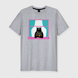 Футболка slim-fit Мишка в окошке, цвет: меланж