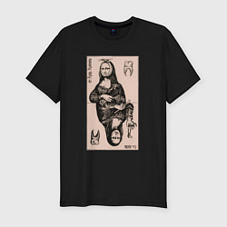 Футболка slim-fit Мона Лиза у стоматолога, цвет: черный
