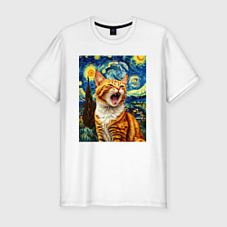 Футболка slim-fit Крик котика, цвет: белый