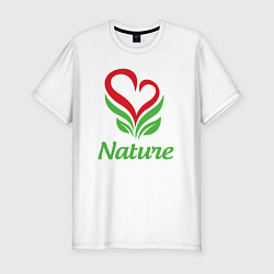 Футболка slim-fit Любовь природы, цвет: белый