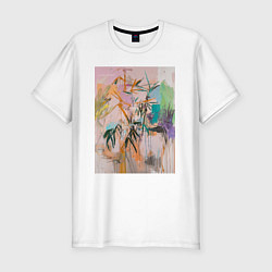 Футболка slim-fit Пастельная тропическая абстракция, цвет: белый