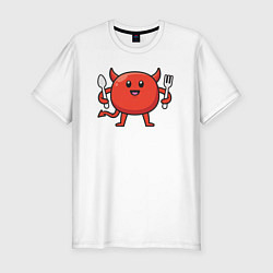 Футболка slim-fit Дьяволёнок на кухне, цвет: белый