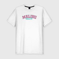 Футболка slim-fit Malibu Beach text, цвет: белый