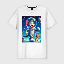 Футболка slim-fit Космонавты Том и Джерри, цвет: белый